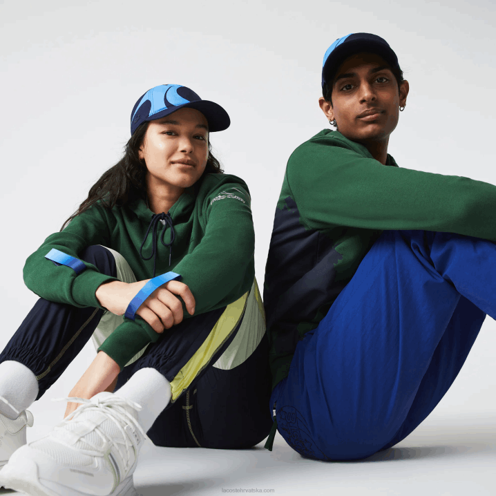 zelena tamnoplava nl7 6H4B1123 muškarci Lacoste sport x theo curin majica s kapuljačom od organskog pamuka