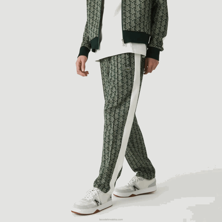 zeleno bež 7m4 6H4B1187 muškarci Lacoste live monogram jacquard hlače trenirke