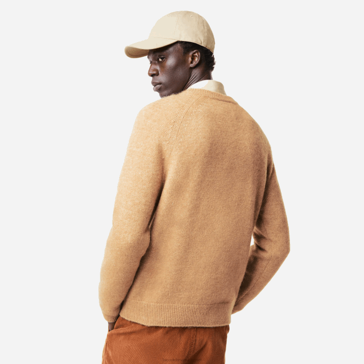 bež bijela fp9 6H4B1465 muškarci Lacoste brendirani kontrastni pulover od mješavine krokodila od alpake