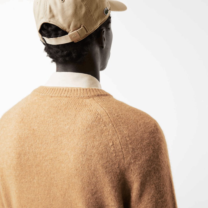 bež bijela fp9 6H4B1465 muškarci Lacoste brendirani kontrastni pulover od mješavine krokodila od alpake