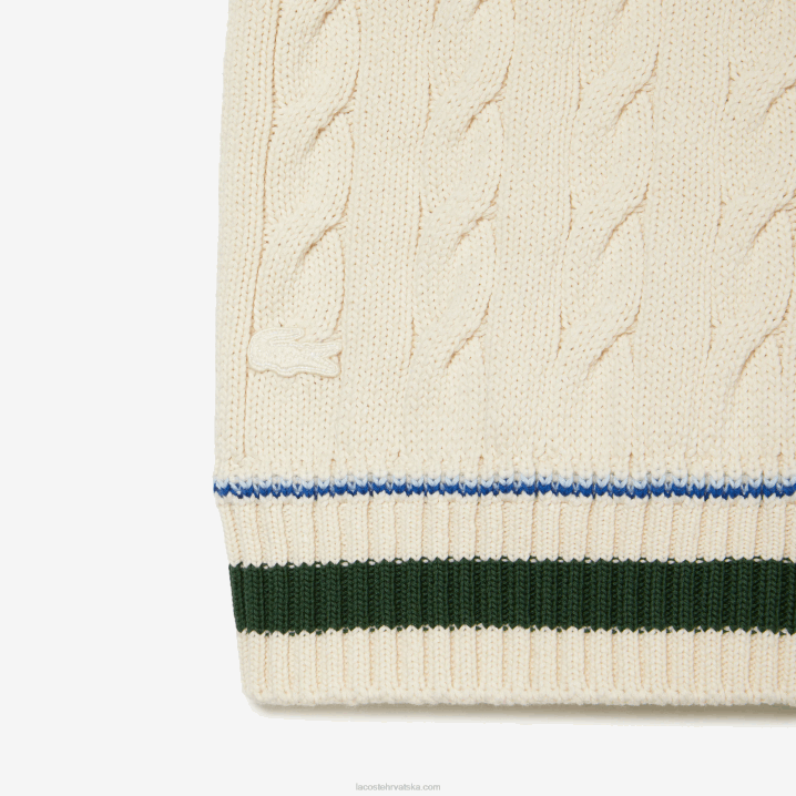 bijeli r1t 6H4B504 muškarci Lacoste pleteni džemper prsluk od organskog pamuka