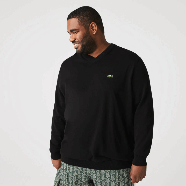 crna 031 6H4B1323 muškarci Lacoste pulover od organskog pamuka s v-izrezom