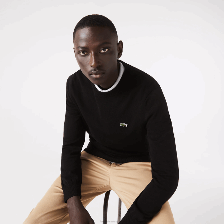 crna 031 6H4B1450 muškarci Lacoste pulover s okruglim izrezom od organskog pamuka