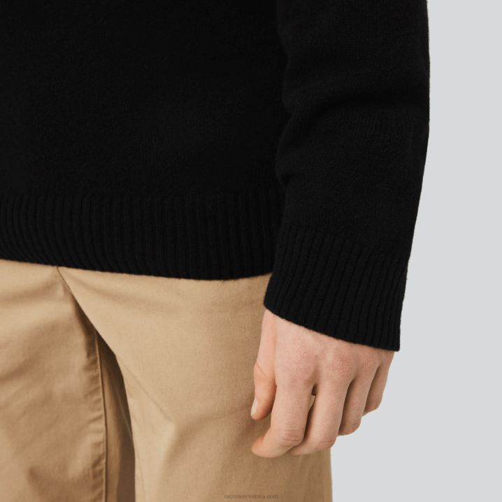 crna 031 6H4B1554 muškarci Lacoste vuneni džemper s v-izrezom