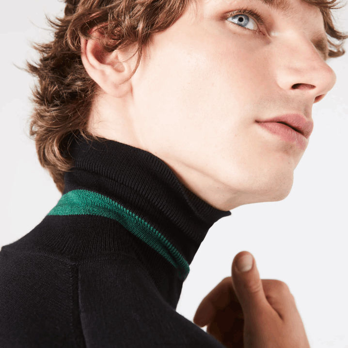crna 031 6H4B1591 muškarci Lacoste dolčevita od merino vune