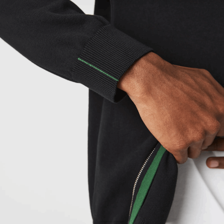 crna 031 6H4B460 muškarci Lacoste pulover s patentnim zatvaračem od organskog pamuka s podignutim ovratnikom