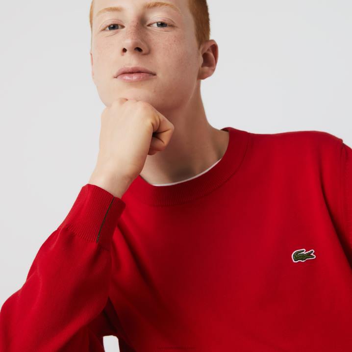 crvena 240 6H4B1453 muškarci Lacoste pulover s okruglim izrezom od organskog pamuka