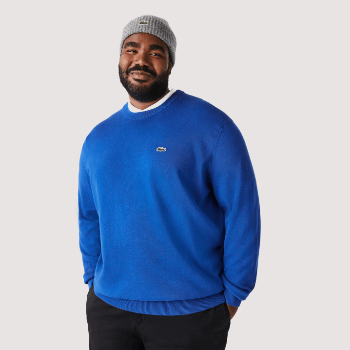 plavi k1q 6H4B1491 muškarci Lacoste pulover s okruglim izrezom od organskog pamuka
