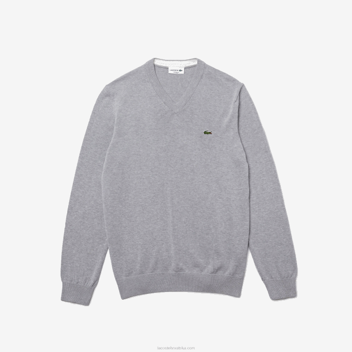 sivi chine cca 6H4B1568 muškarci Lacoste pulover od organskog pamuka s v-izrezom