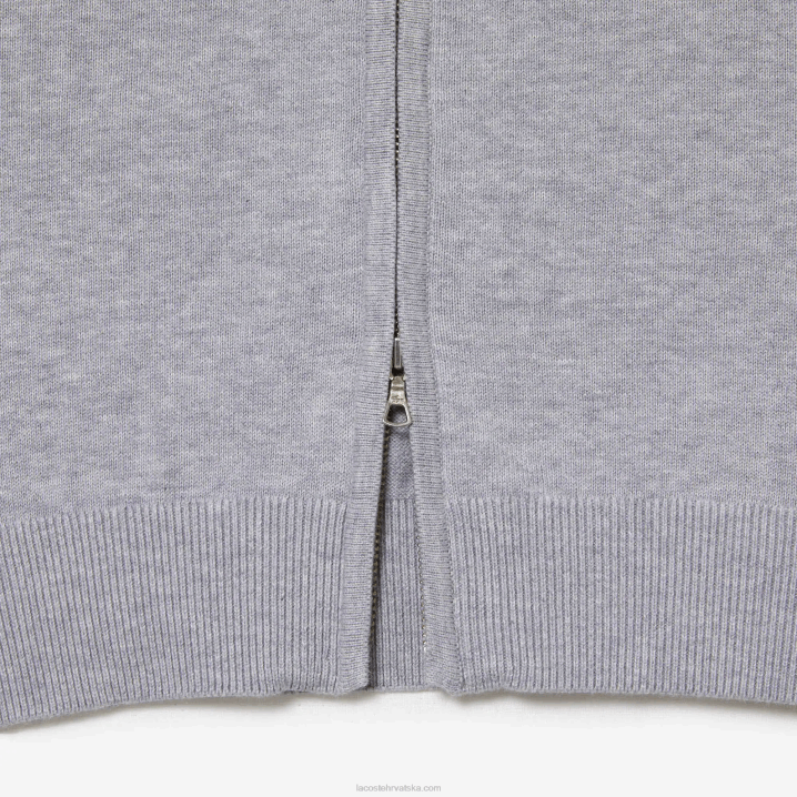 sivi chine cca 6H4B459 muškarci Lacoste pulover s patentnim zatvaračem od organskog pamuka s podignutim ovratnikom