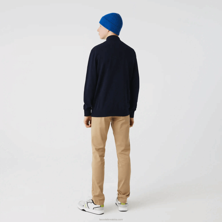 tamnoplava 166 6H4B461 muškarci Lacoste pulover s patentnim zatvaračem od organskog pamuka s podignutim ovratnikom