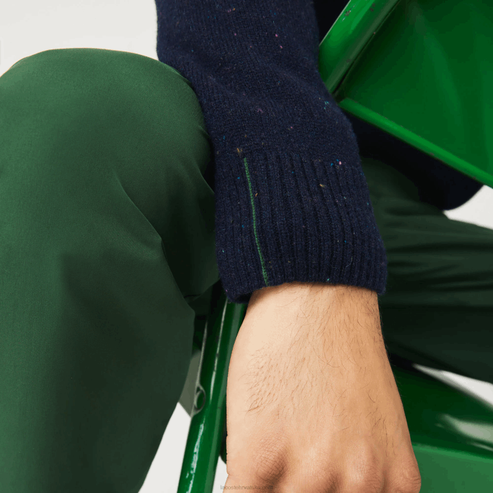 tamnoplava 7cg 6H4B1507 muškarci Lacoste vuneni pulover od žerseja s pjegavim printom uobičajenog kroja