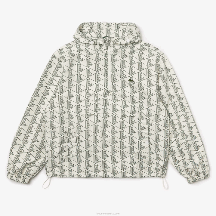 bijelo zelena pt2 6H4B1291 muškarci Lacoste živa vjetrovka s uzorkom monograma