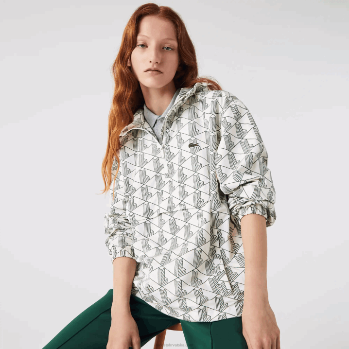 bijelo zelena pt2 6H4B1291 muškarci Lacoste živa vjetrovka s uzorkom monograma