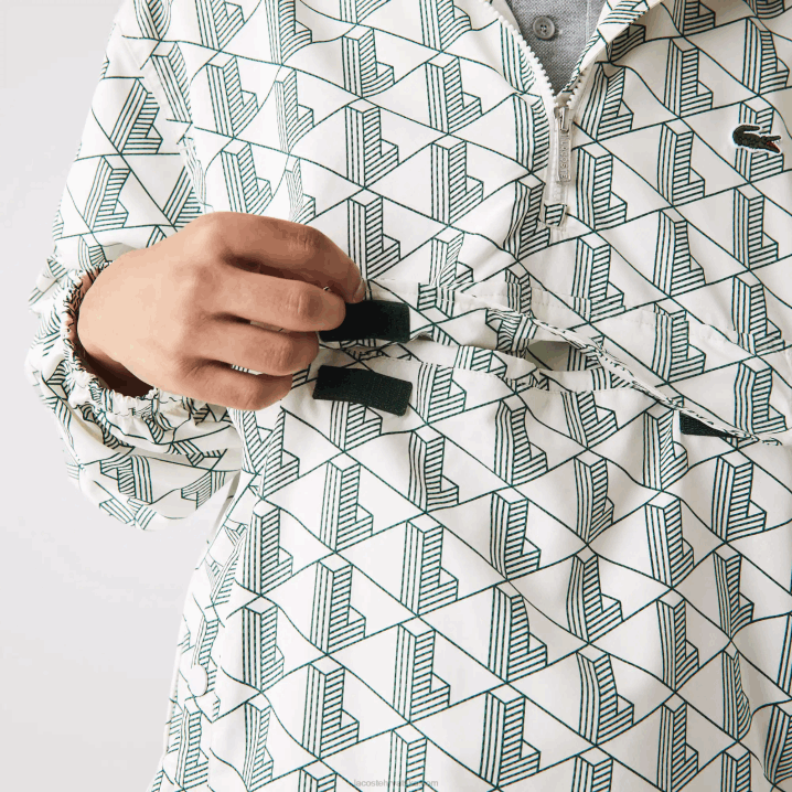 bijelo zelena pt2 6H4B1291 muškarci Lacoste živa vjetrovka s uzorkom monograma