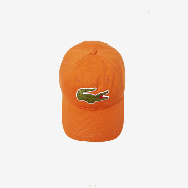 narančasti tv1 6H4B2261 muškarci Lacoste kontrastni remen i velika krokodilska pamučna kapa