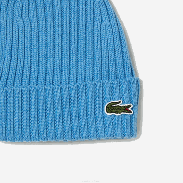 plava 4xa 6H4B2272 muškarci Lacoste rebrasta vunena kapa