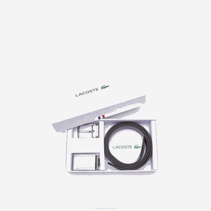 crni marron 371 6H4B2112 muškarci Lacoste darovni set remena sa iglom i ravnom kopčom