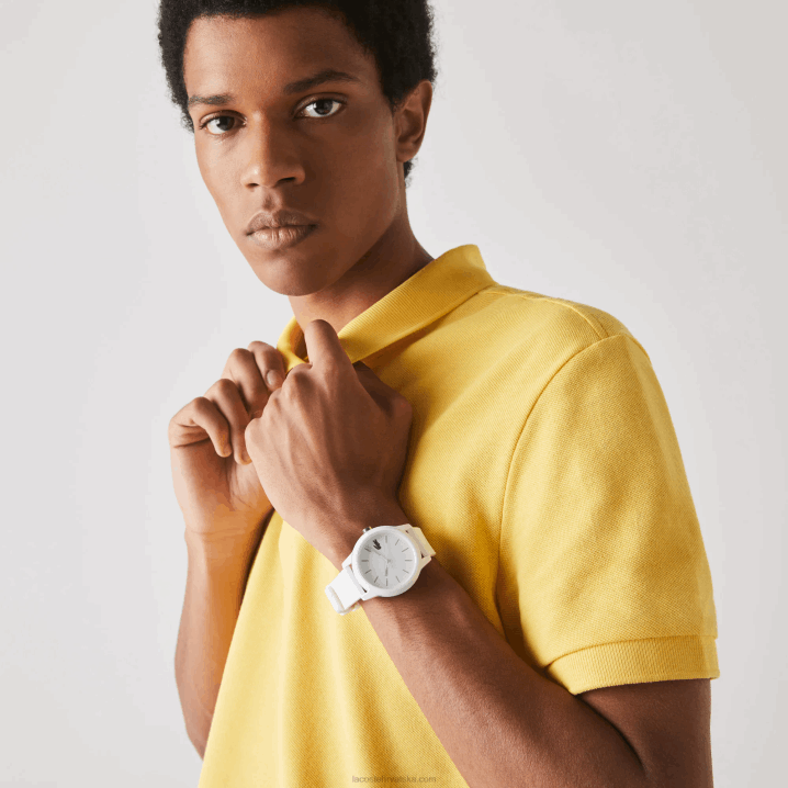 bijela 000 6H4B2333 muškarci Lacoste l.12.12 sat s bijelim silikonskim remenom