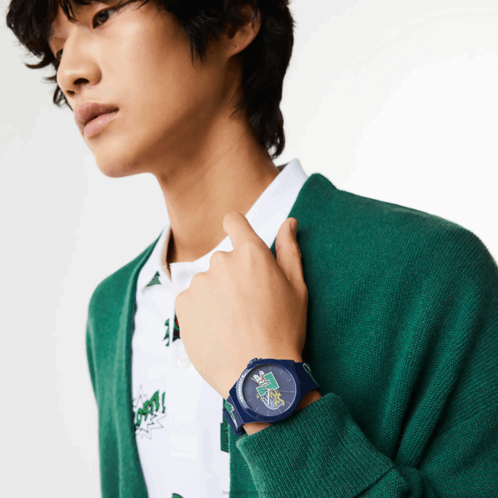 plava 000 6H4B2207 muškarci Lacoste neocroc sat s plavim silikonskim remenom