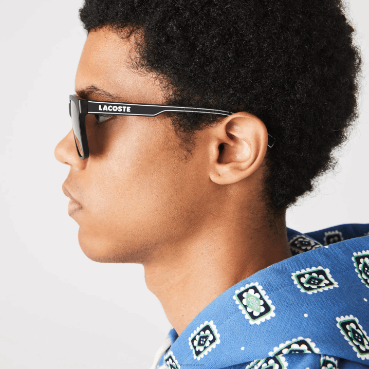 crno/plava 002 6H4B2281 muškarci Lacoste pravokutne sunčane naočale aktivne linije