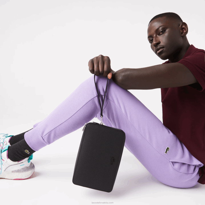 crna 000 6H4B2009 muškarci Lacoste chantaco pique kožna torbica na patentni zatvarač