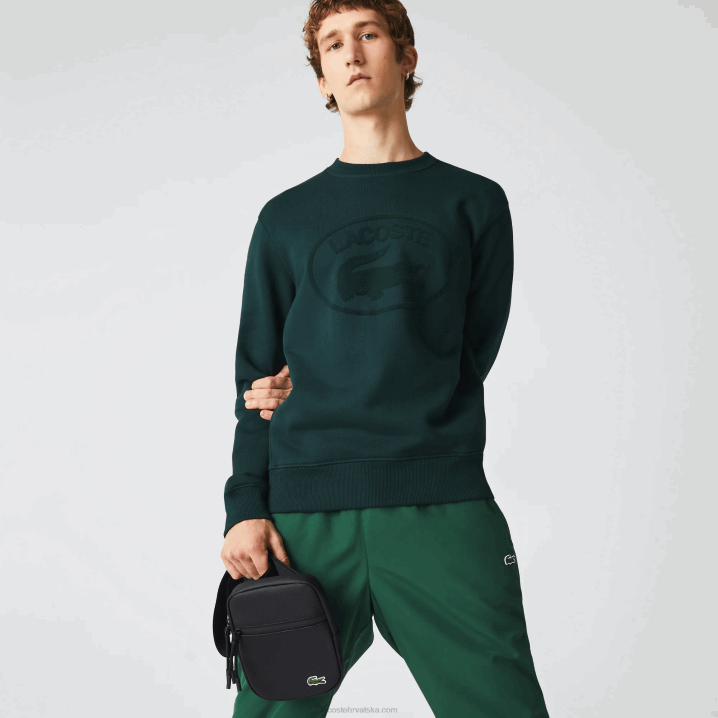 crna 000 6H4B2018 muškarci Lacoste Mala ravna platnena torba presvučena lcst-om