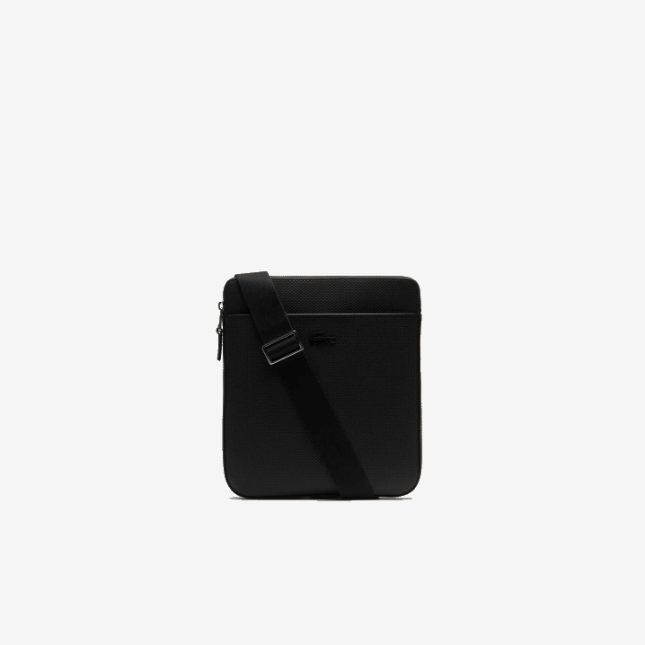 crna 000 6H4B2039 muškarci Lacoste chantaco mat pique kožna torba s ravnim patentnim zatvaračem