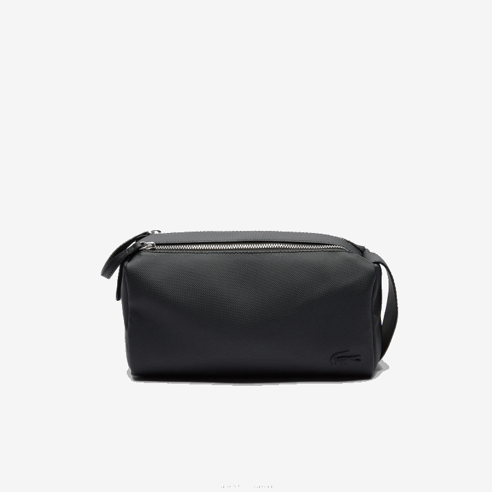 crna 000 6H4B2053 muškarci Lacoste klasični petit pique toaletni pribor s dvostrukim patentnim zatvaračem