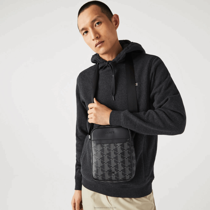 monogram noir gris h45 6H4B2038 muškarci Lacoste okomita platnena vrećica s monogramom