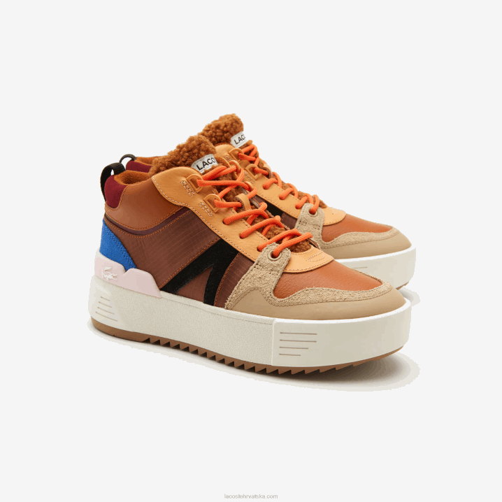 smeđe ružičasta 7e1 6H4B2738 žene Lacoste L002 zimske srednje kožne cipele za van