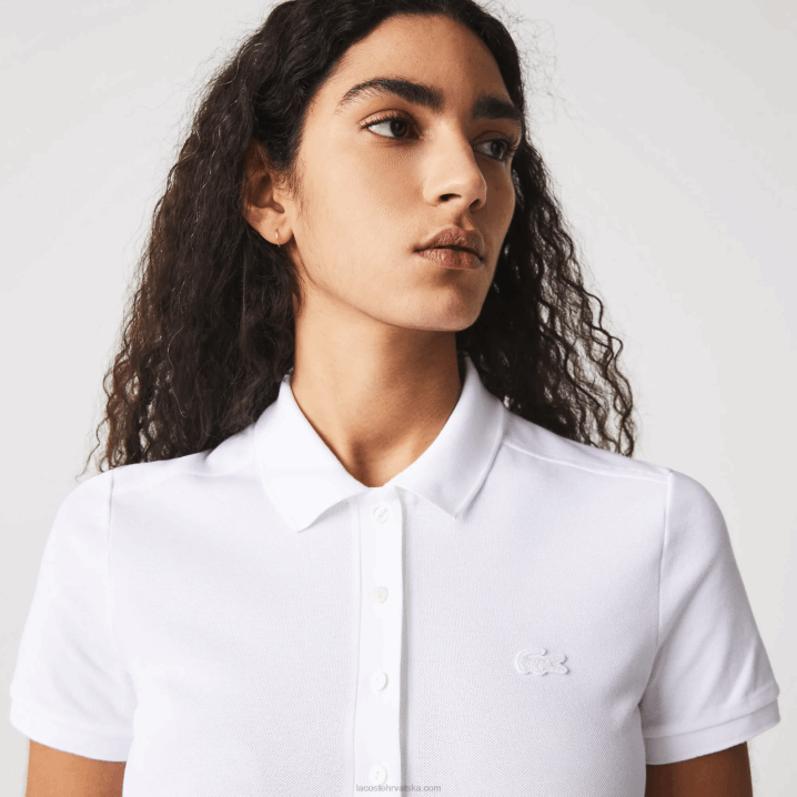 bijela 001 6H4B2369 žene Lacoste rastezljiva pamučna pike polo haljina