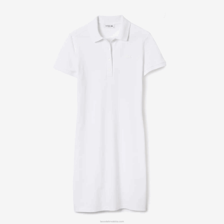 bijela 001 6H4B2369 žene Lacoste rastezljiva pamučna pike polo haljina