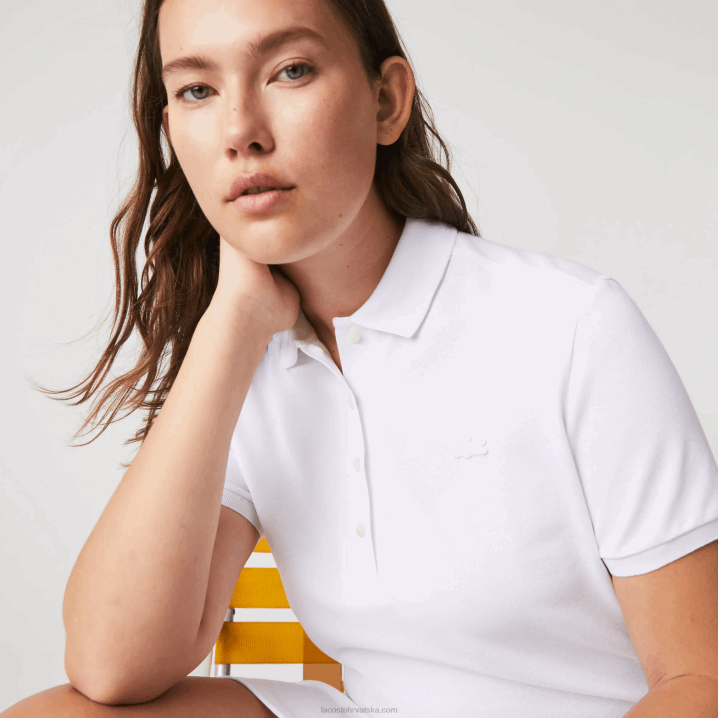bijela 001 6H4B2369 žene Lacoste rastezljiva pamučna pike polo haljina