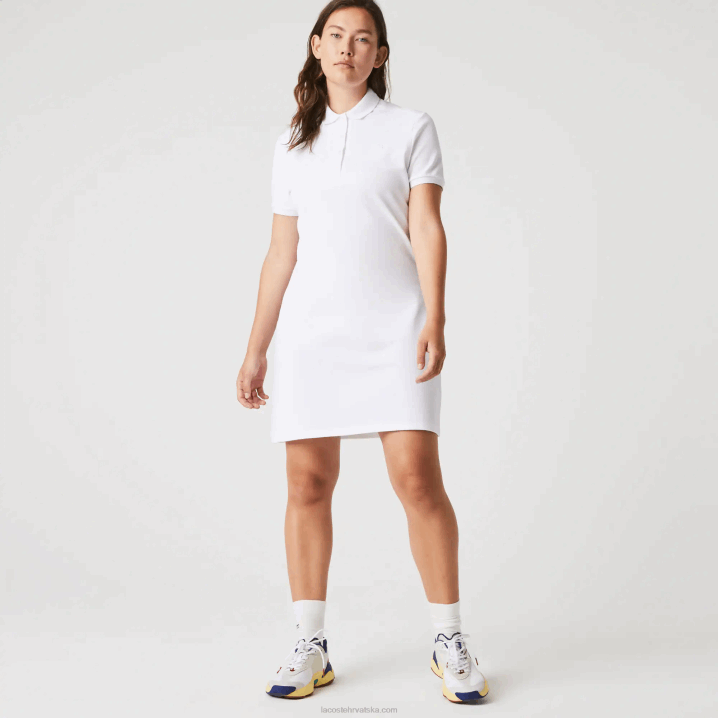bijela 001 6H4B2369 žene Lacoste rastezljiva pamučna pike polo haljina
