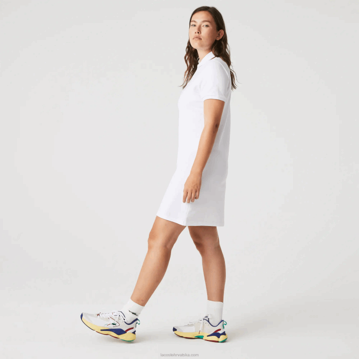 bijela 001 6H4B2369 žene Lacoste rastezljiva pamučna pike polo haljina