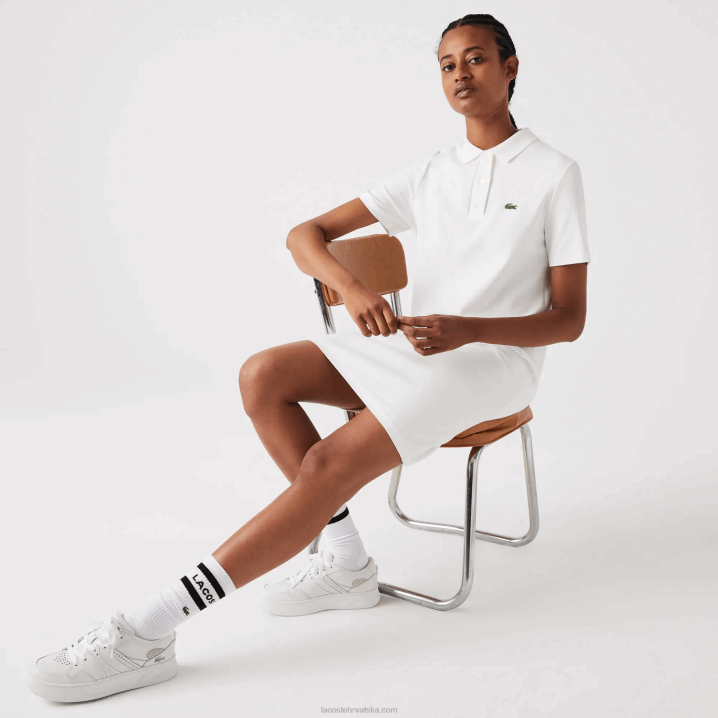 bijela 70v 6H4B2512 žene Lacoste truba rukav pique polo haljina