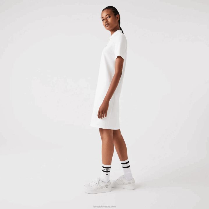 bijela 70v 6H4B2512 žene Lacoste truba rukav pique polo haljina