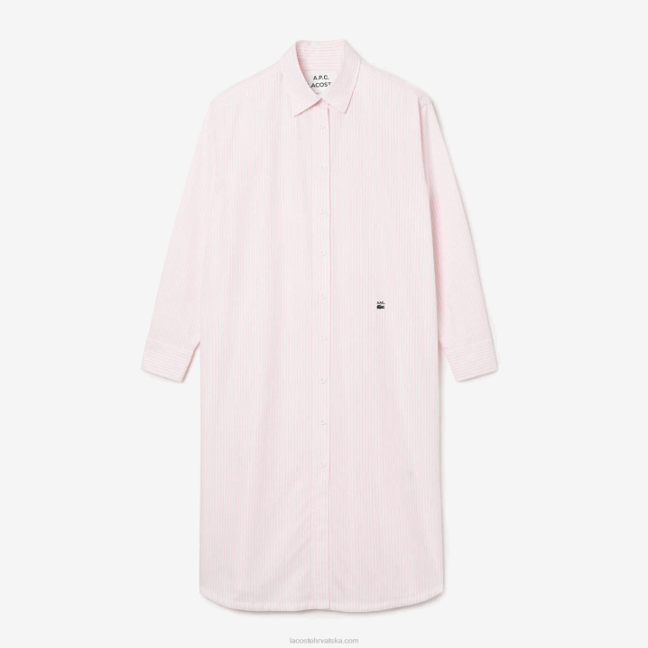 bijelo roza m5u 6H4B2520 ženelacoste x a.p.c. prugasta pamučna košulja haljina