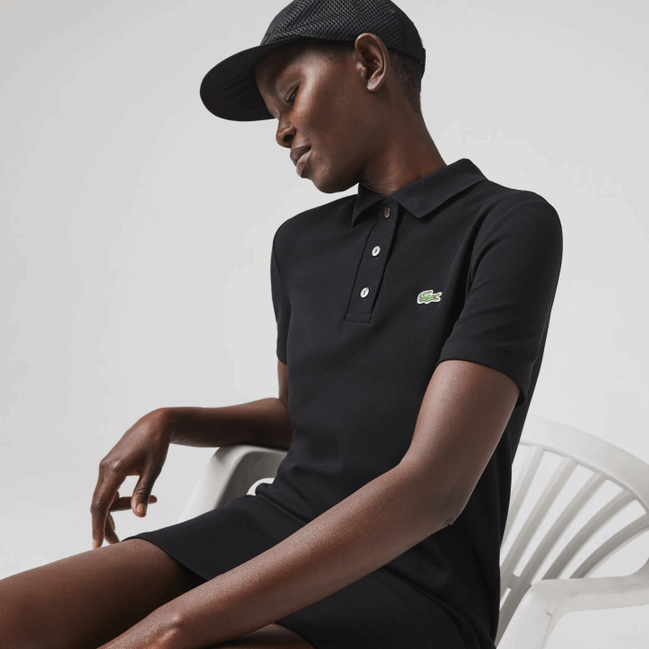 crna 031 6H4B2510 žene Lacoste truba rukav pique polo haljina
