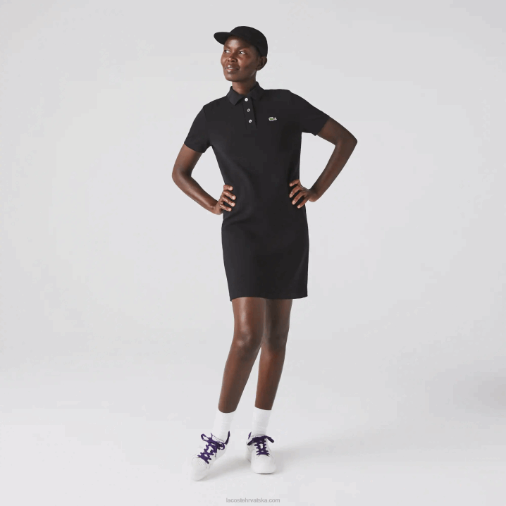 crna 031 6H4B2510 žene Lacoste truba rukav pique polo haljina
