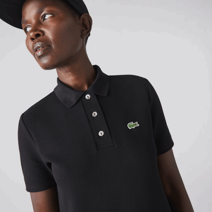 crna 031 6H4B2510 žene Lacoste truba rukav pique polo haljina