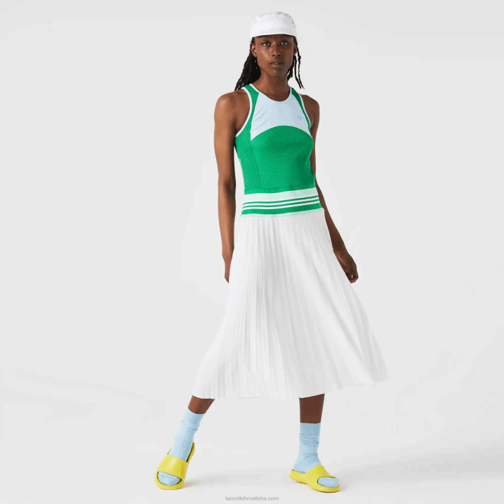 plavo zeleno bijelo 2c5 6H4B2497 žene Lacoste plisirana majica bez rukava u boji