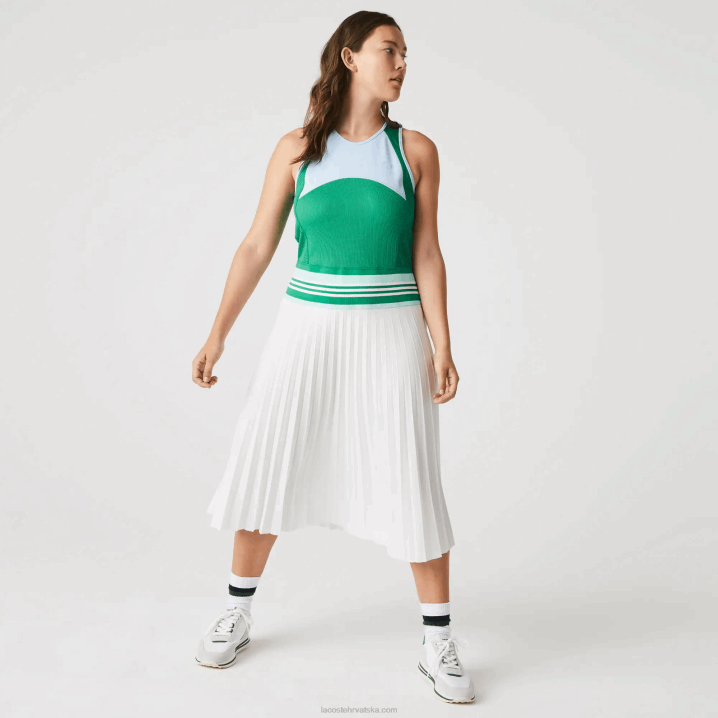 plavo zeleno bijelo 2c5 6H4B2497 žene Lacoste plisirana majica bez rukava u boji