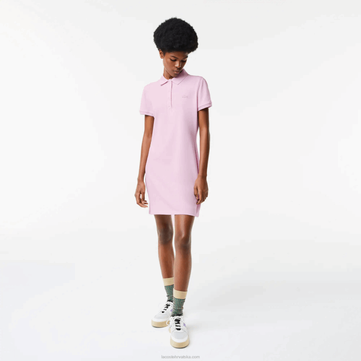 ružičasta z4h 6H4B2505 žene Lacoste rastezljiva pamučna pike polo haljina