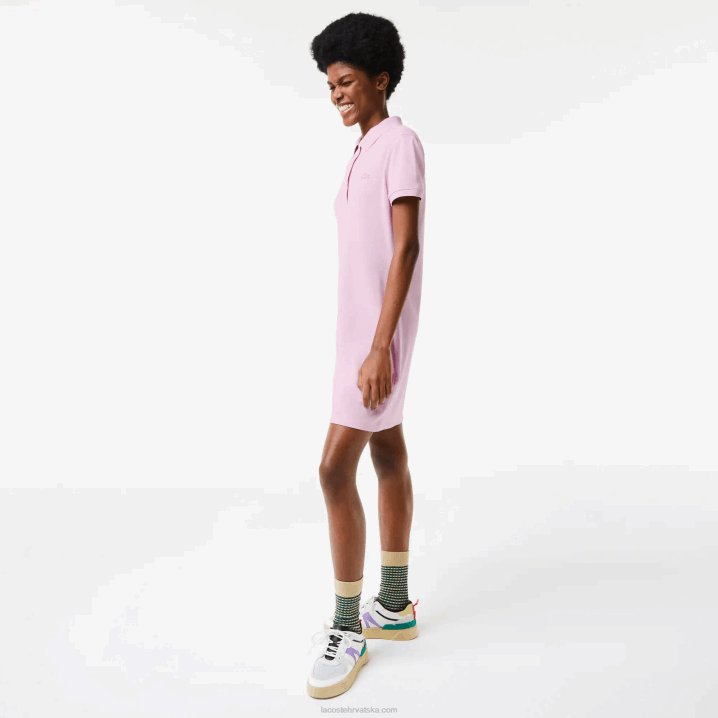 ružičasta z4h 6H4B2505 žene Lacoste rastezljiva pamučna pike polo haljina