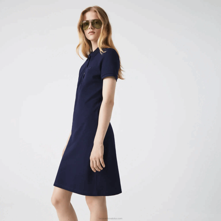 tamnoplava 166 6H4B2371 žene Lacoste rastezljiva pamučna pike polo haljina