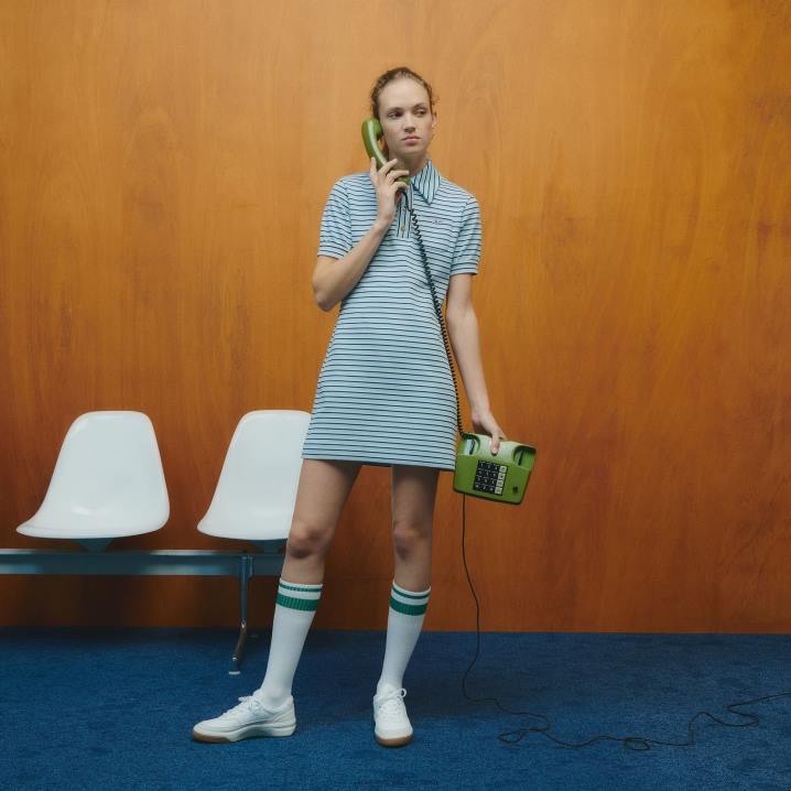 tamnoplava bijela cjr 6H4B2672 ženeprugasta jacquard haljina lacoste x goop