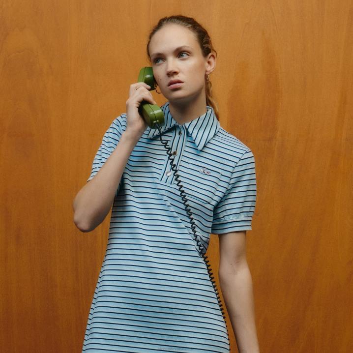 tamnoplava bijela cjr 6H4B2672 ženeprugasta jacquard haljina lacoste x goop