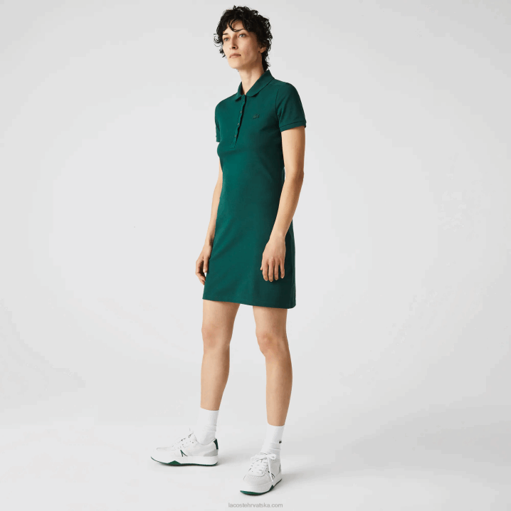 zelena 3m2 6H4B2467 žene Lacoste rastezljiva pamučna pike polo haljina